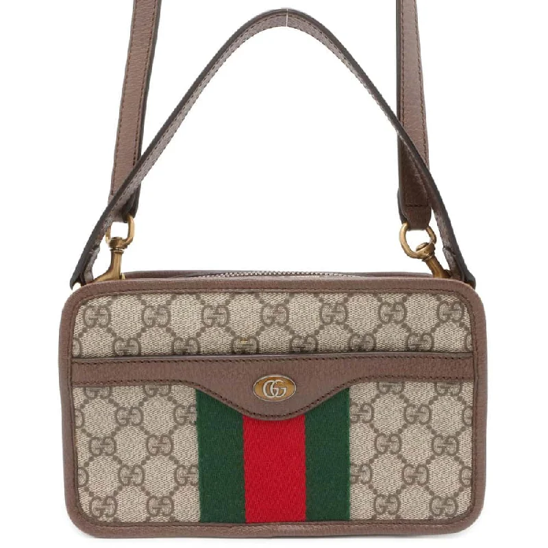 Gucci handbags for women with a back - zip pocketGUCCI Ophidi GG Supreme 2WAY Shoulder Bag Brown 598130 PVC Leather Size Small