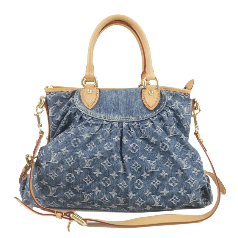 Ladies Louis Vuitton shoulder bags with a single - handle silhouetteLouis Vuitton Monogram Denim Neo Cabby GM Shoulder Bag Blue M95350