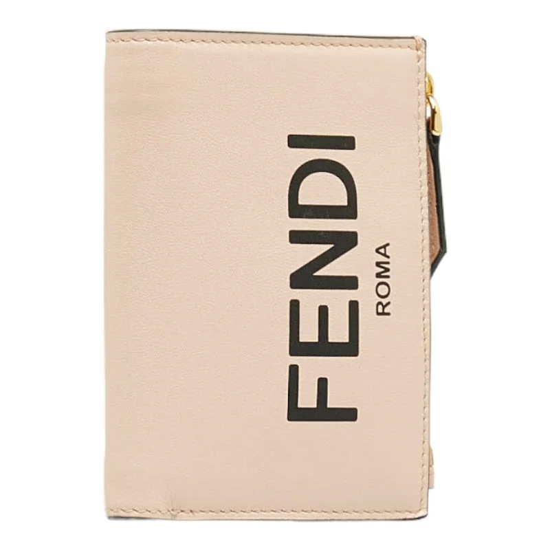 Fendi bags with a voice - activated pocket opener for a high - tech convenienceFENDI FENDI 8M0447 Double Folded Wallet Leather Pink  Fendi