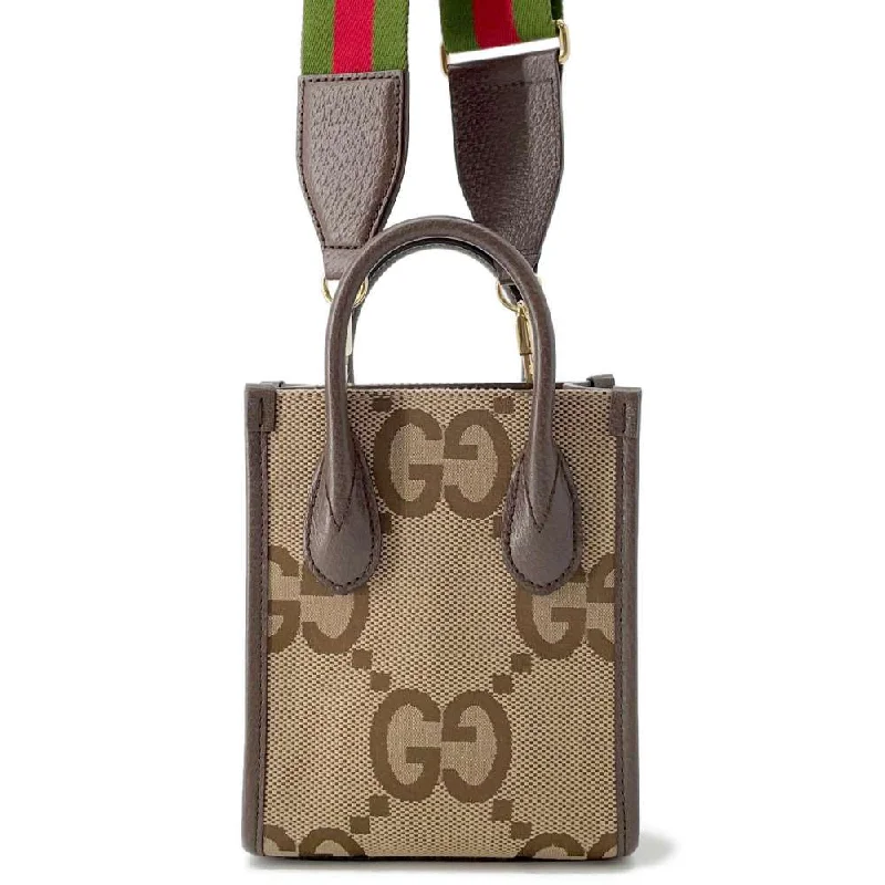 Gucci tote bags for women with a double - handle designGUCCI Jumbo GG Tote Bag 2way Beige/Brown 699406 Canvas Leather Size Mini