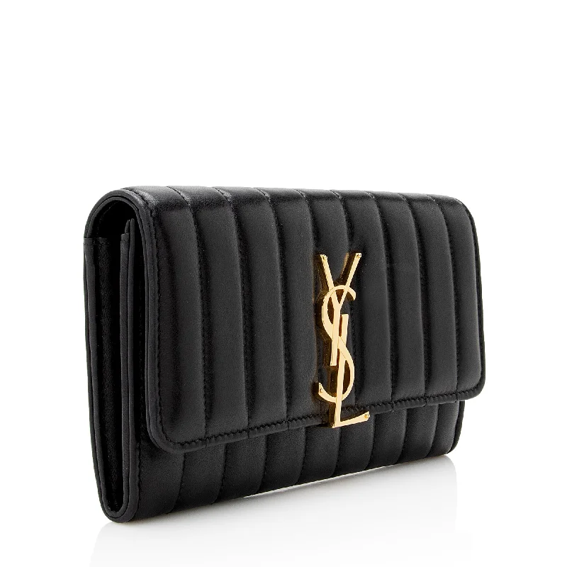 Yves Saint Laurent bags with luxurious suede detailsSaint Laurent Matalasse Calfskin Vicky Continental Wallet 22903