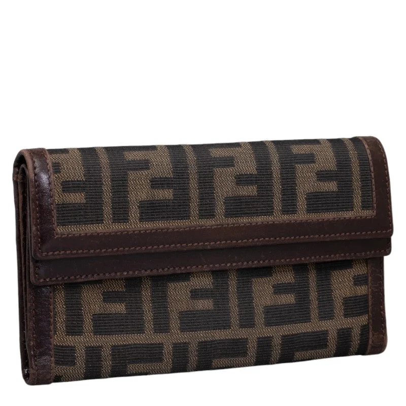 Fendi Baguette bags with a studded leather trim for a bold and edgy lookFendi Zuka Long Wallet Long Wallet 31078 Brown Canvas Leather Ladies Fendi