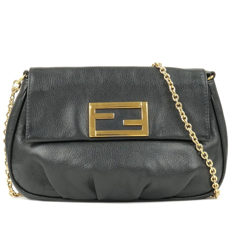 Ladies Fendi Peekaboo bags with a back - pocket organizer for better organizationFENDI Leather Chain Shoulder Bag Purse Black 8M0276