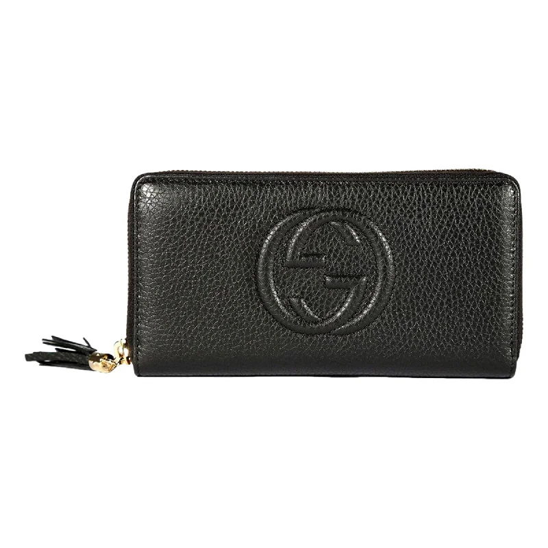 Ladies Gucci Dionysus bags with a star - shaped charmGucci Soho Cellarius GG Continental Zip Around Wallet Black Leather