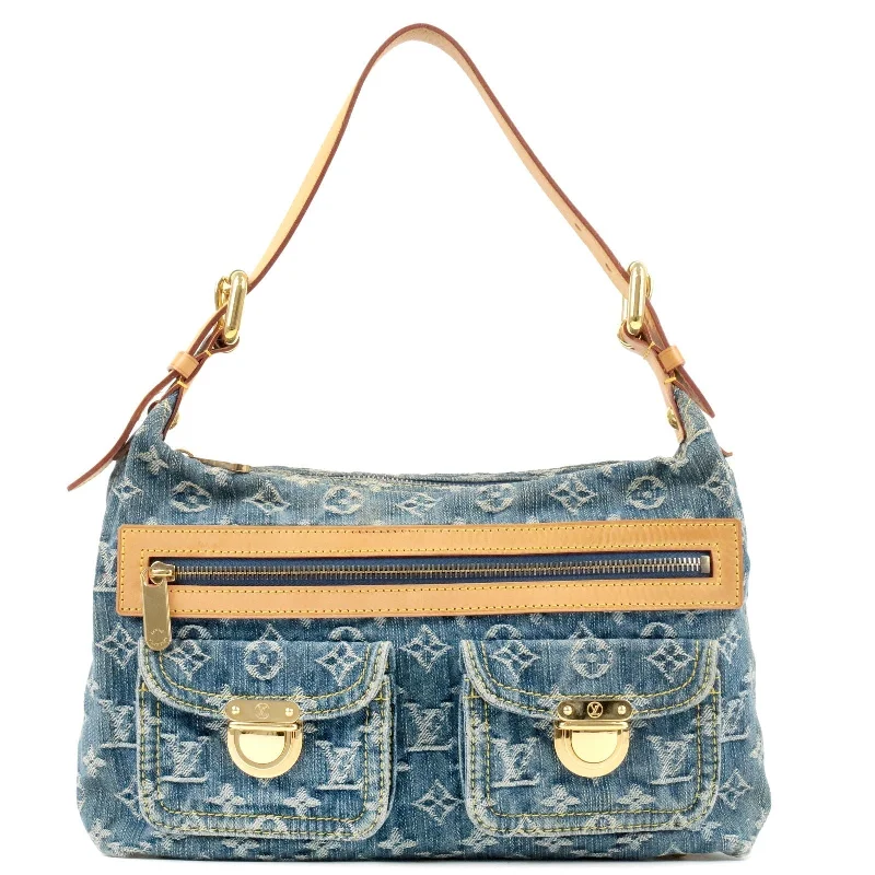 Ladies Louis Vuitton Capucines bags with a detachable shoulder strapLouis Vuitton Monogram Denim Baggy PM Shoulder Bag Blue M95049