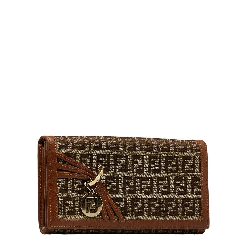 Ladies Fendi Peekaboo bags with a detachable shoulder strap for different carrying optionsFendi Zkino Long Wallet 8M0000 Beige Brown Canvas Leather Ladies Fendi