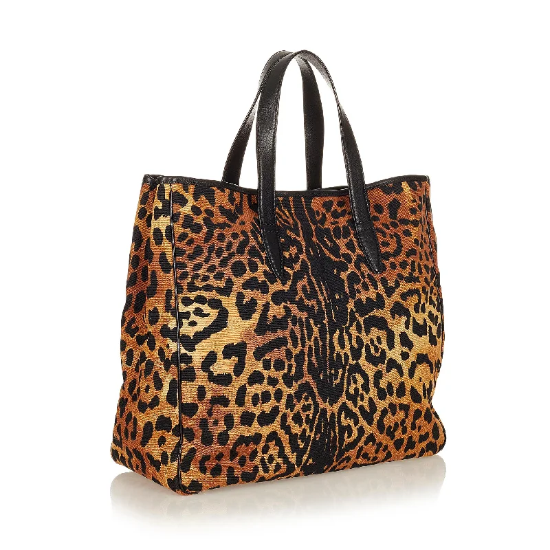 Yves Saint Laurent handbags with quilted leatherSaint Laurent Leopard Print Tote Bag (SHG-31053