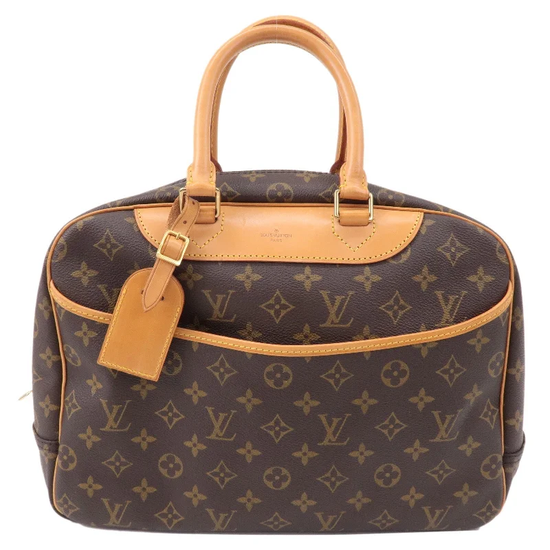 Louis Vuitton bags with a magnetic snap closure for easy accessLouis Vuitton Monogram Deauville Hand Bag Brown M47270