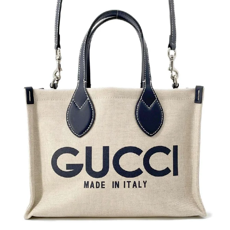 Gucci handbags for women with a patent - leather finishGUCCI Printed 2way Handbag Navy/Beige 772144 Canvas Leather Size Mini