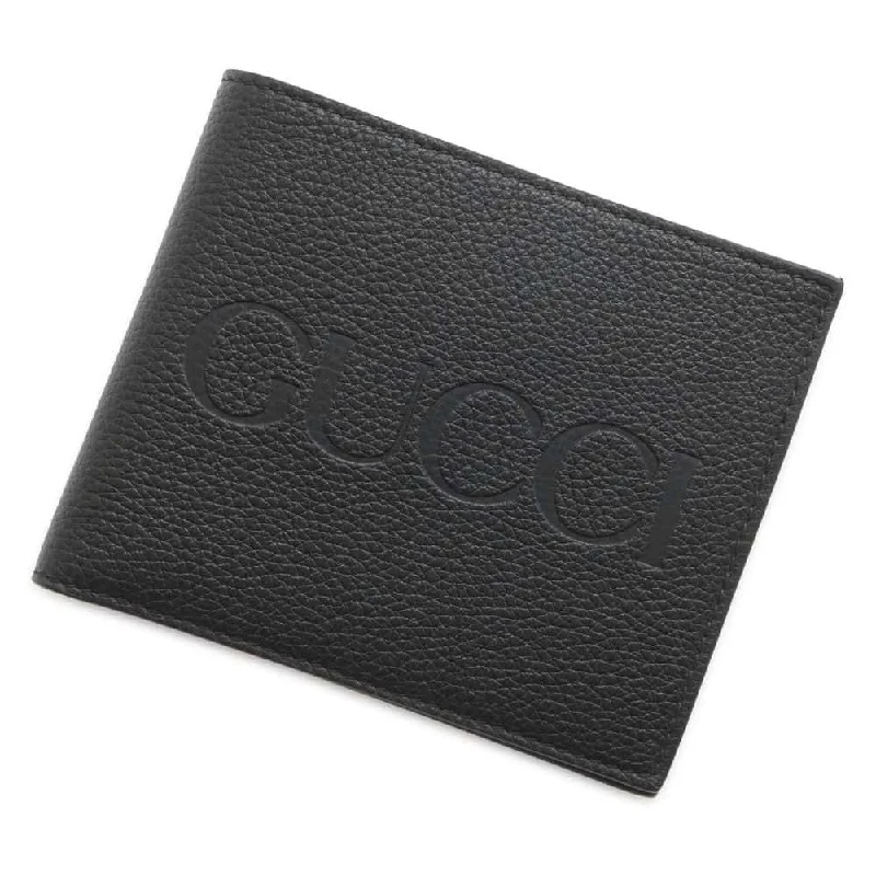 Gucci tote bags for women with a water - resistant coatingGUCCI Embossed Logo Bifold Wallet Black 658681 Leather