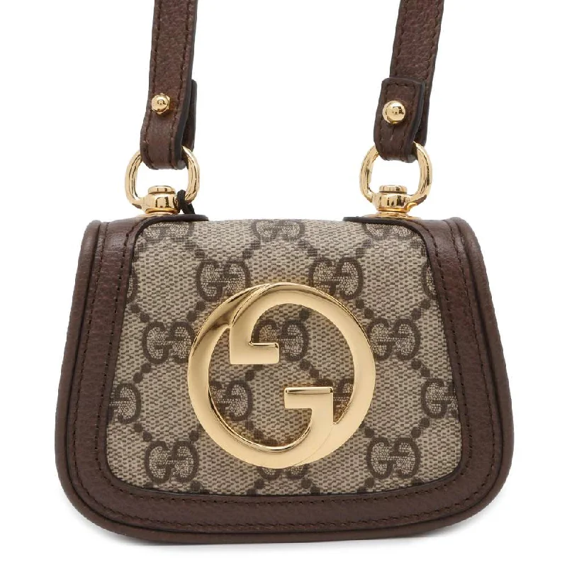 Ladies Gucci shoulder bags with a magnetic - closure flapGUCCI GG Supreme Blondie Shoulder Card Case Beige/Brown 698635 PVC/Leather