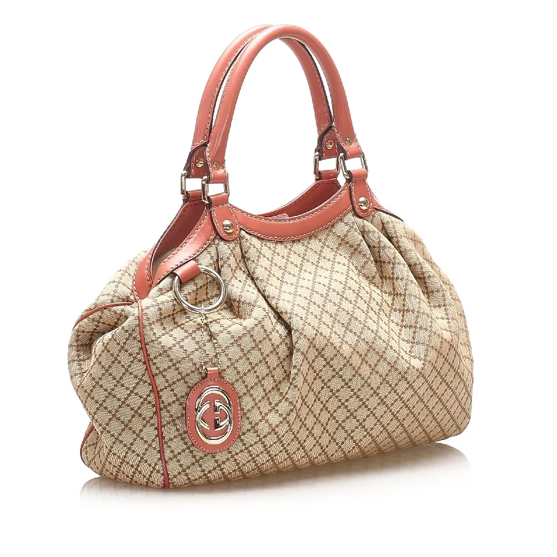 Gucci handbags for women with a patent - leather finishGucci Diamante Sukey Canvas Tote Bag (15484)