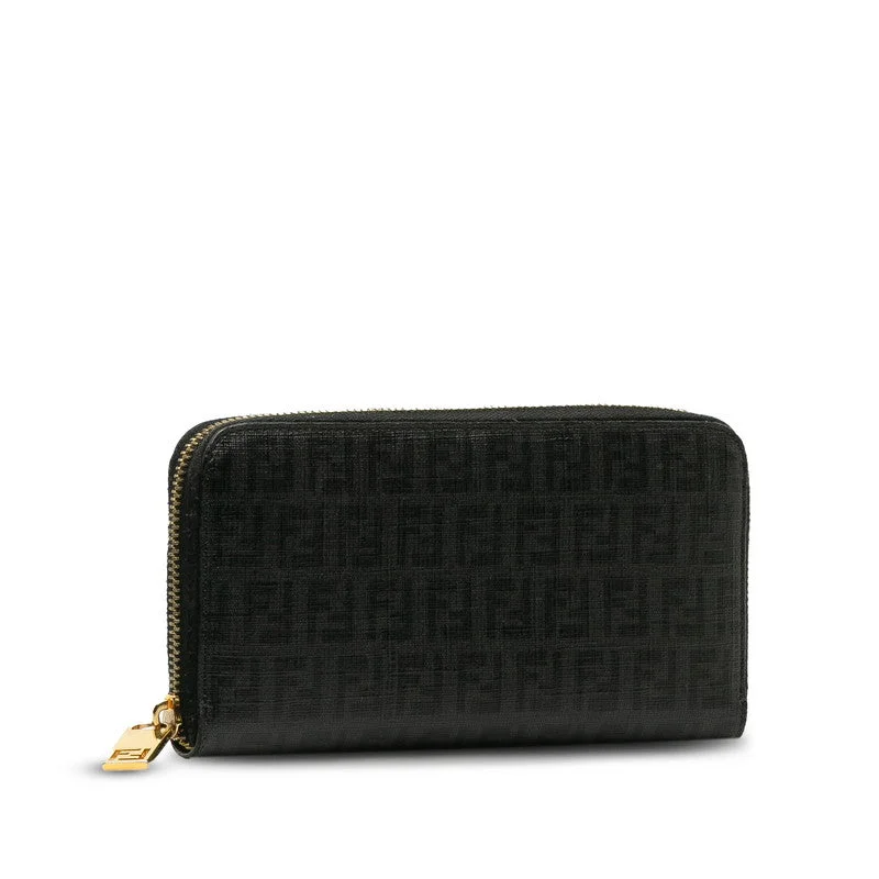 Fendi bags with a detachable mobile phone holder for on - the - go connectivityFENDI Long Wallet in Leather Black 8M0024 Ladies