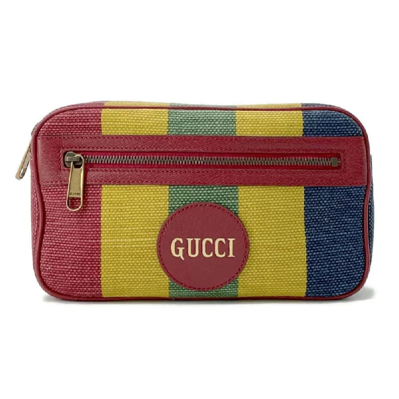 Women Gucci crossbody bags with a woven leather strapGUCCI Baiadera Striped Waist Bag Multicolor 625895 Canvas Leather