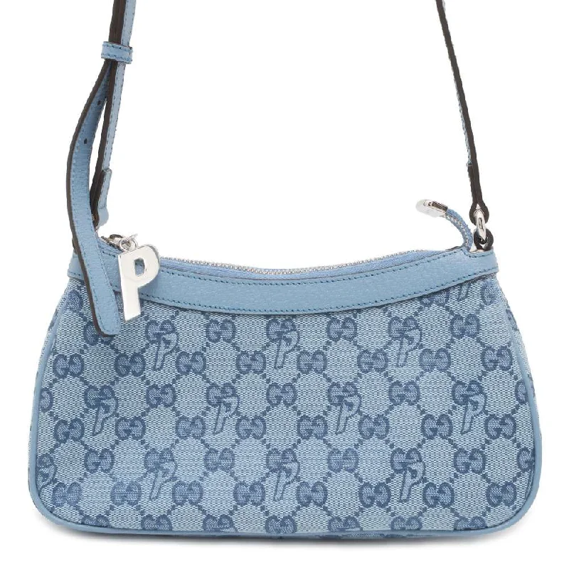 GUCCI PALACE x GUCCI Collaboration Half Moon Mini Shoulder Bag Blue 723737 GG Canvas Leather