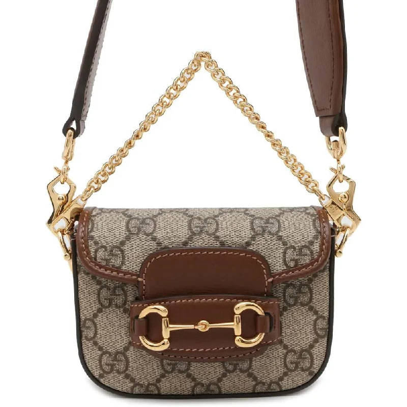 Gucci handbags for women with a back - zip pocketGUCCI GG Supreme Horsebit 1955 Strap Wallet Beige/Brown 699760 GG SupremeCanvas Leather