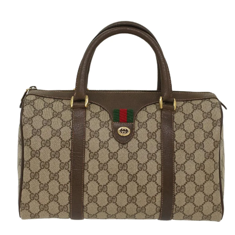 Women Gucci Sylvie bags with a monogram - embossed leatherGUCCI GG Canvas Web Sherry Line Hand Bag Beige Red Green 40.02.007  49929