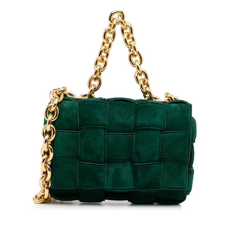 Bottega Veneta bags for book clubsBottega Veneta Padded Chain Cassette Green Suede