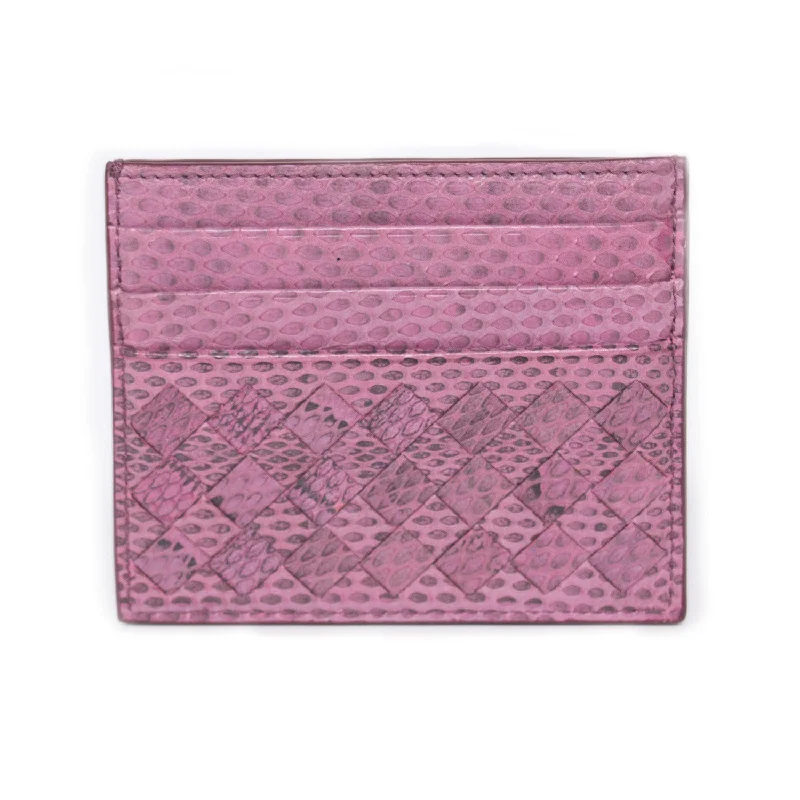 Bottega Veneta bags made of high - quality calfskinBottega Veneta Intrecciato Snake Skin Card Holder