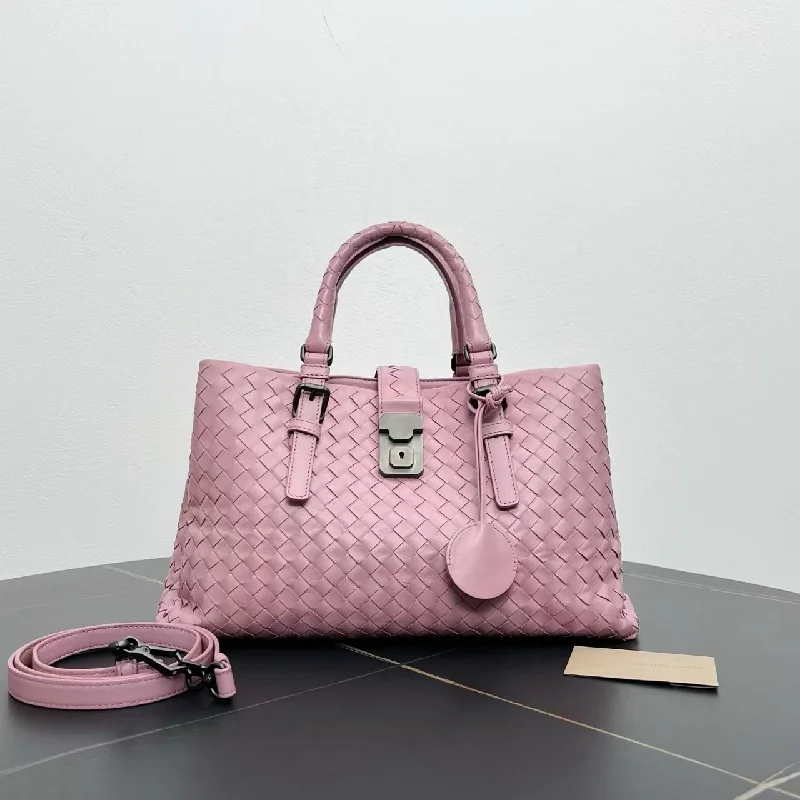 Bottega Veneta bags with leather - embossed designsBottega Veneta Roma Pink Leather Two-Way Bag Medium