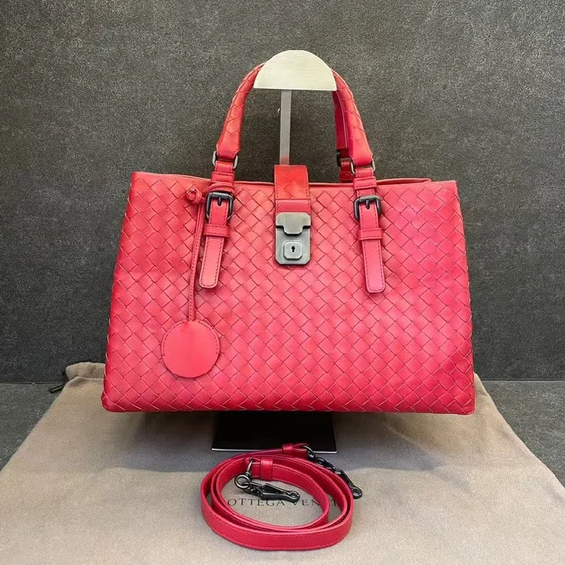 Bottega Veneta bags for sports eventsBottega Veneta Roma Medium Pink Leather Woven Shoulder Bag