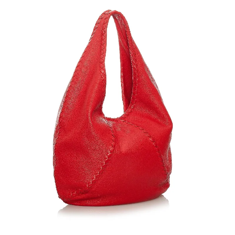 Bottega Veneta bags with diamond - shaped patternsBottega Veneta Baseball Leather Hobo Bag (SHG-29005)