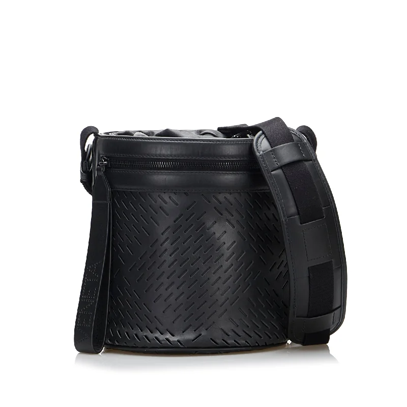 Bottega Veneta woven leather bags for womenBottega Veneta Paper Bucket Bag Black Perforated Leather