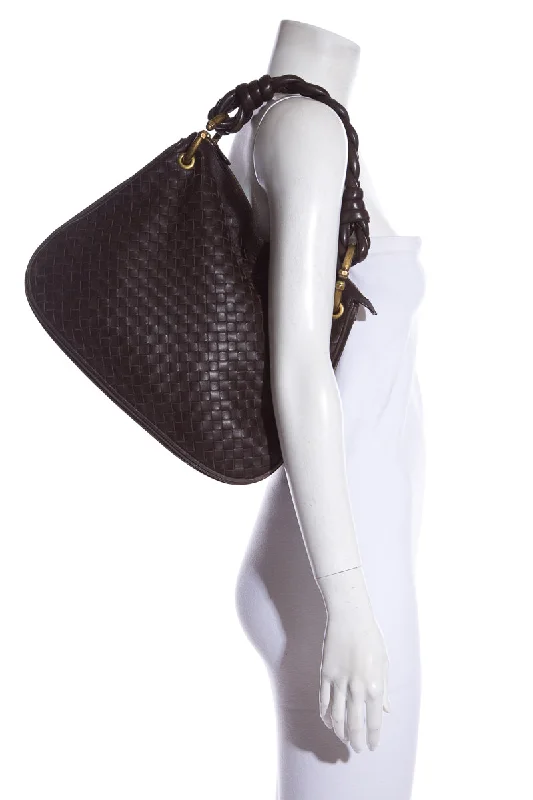 Bottega Veneta bags with adjustable shoulder strapsBottega Veneta Brown Braided Triple Chain Hobo