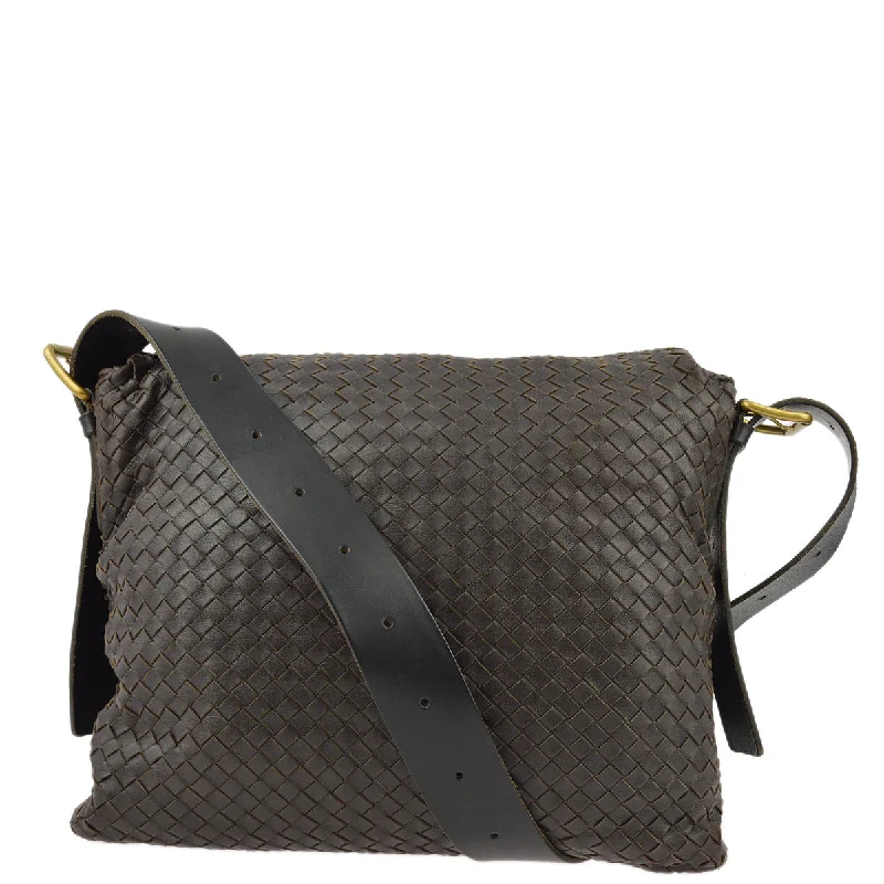 Bottega Veneta bags with floral appliquesBottega Veneta Brown Intrecciato Messenger Bag