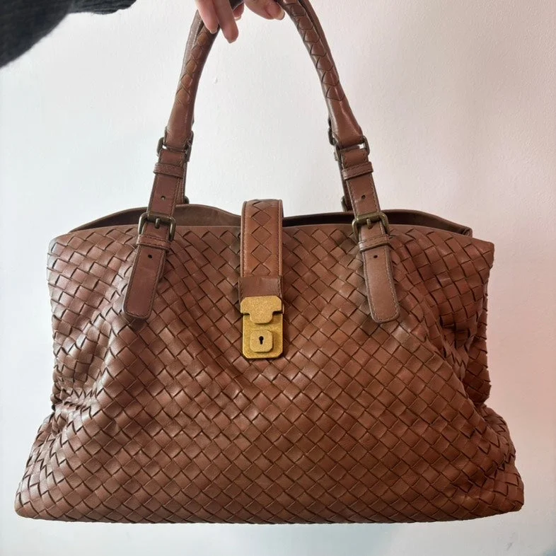 Bottega Veneta bags for modern fashion trendsBottega Veneta Roma Brown Leather Woven Tote Bag