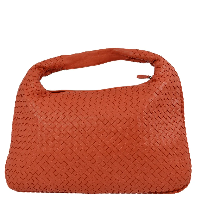 Bottega Veneta bags with ribbed texturesBottega Veneta Orange Intrecciato Hobo Handbag