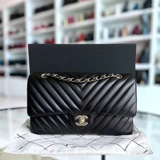 Chanel bags for women with minimalist styleBalance 2 of Medium Double Flap 25CM Chevron Lambskin Black GHW No 24