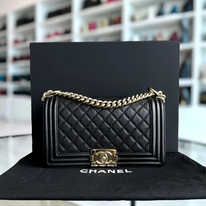 Chanel bags that pair perfectly with any outfitCaviar Boy Old Medium 25CM Quilted Calfskin Leboy Black GHW No 23