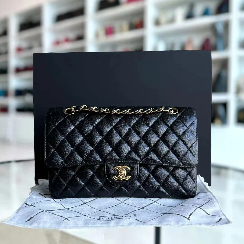 Chanel bags with exclusive seasonal designs and materialsCaviar Double Flap 25CM Quilted Calfskin Black GHW No 24