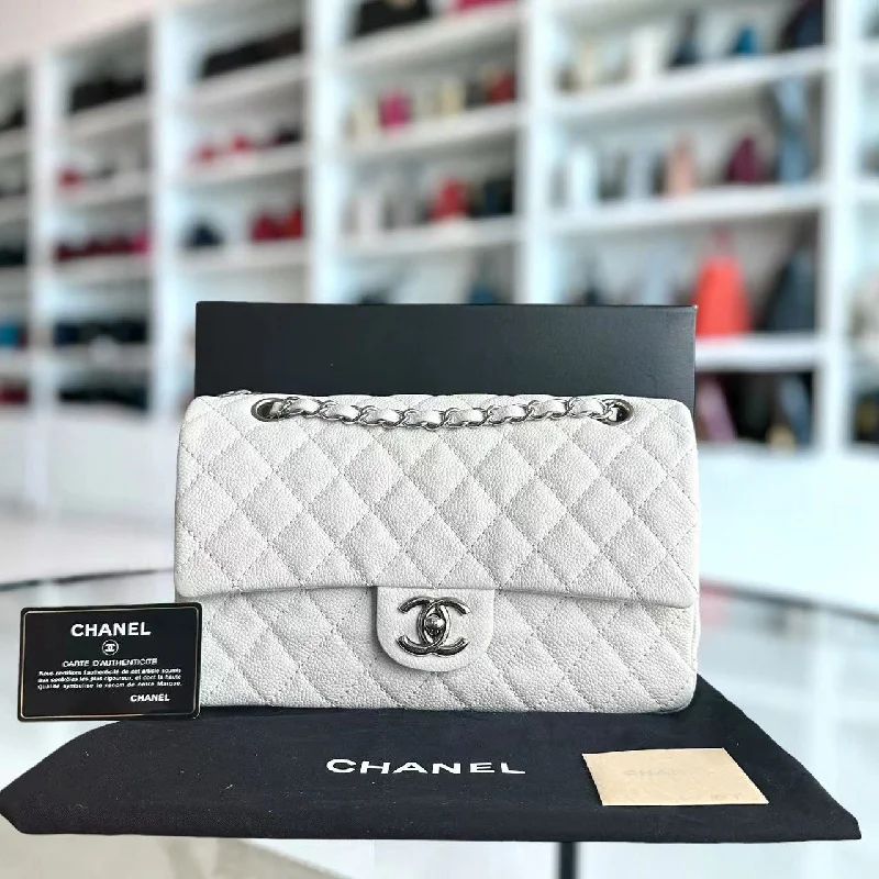 Chanel Designer Handbag with Unique DesignCaviar Double Flap 25CM Quilted Calfskin White SHW No 12