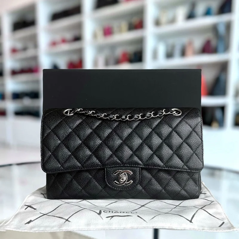 Chanel Chain Strap Handbag for Everyday UseCaviar Double Flap Quilted Calfskin Black SHW No 13