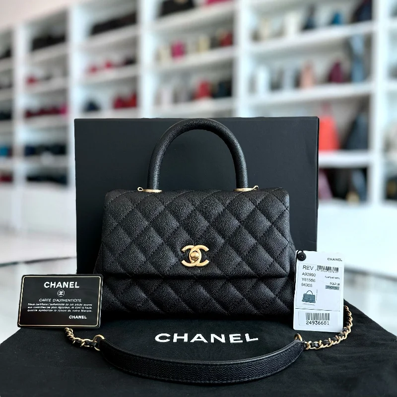 Chanel bags as wedding day accessoriesCaviar Small Coco Handle 24cm Quilted Calfskin Black No 24