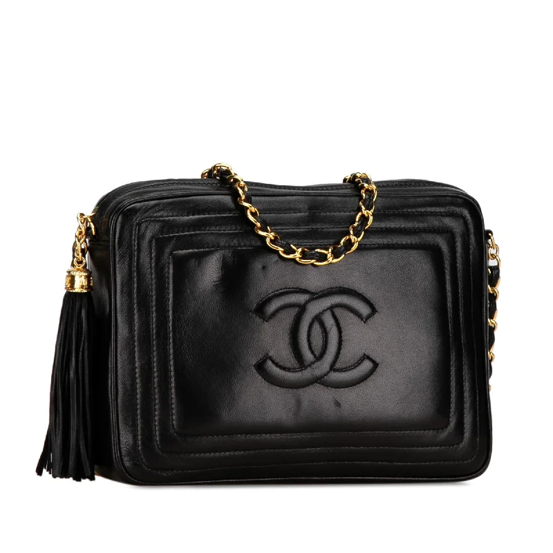 Chanel bags with leather and tweed combinationsChanel CC Lambskin Tassel Crossbody (gl9A7s)