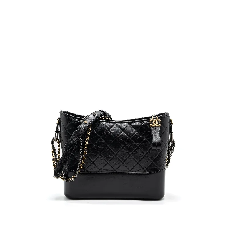 Chanel Classic Flap Bag for Evening PartyCHANEL GABRIELLE HOBO BAG CALFSKIN BLACK MULTICOLOUR HARDWARE