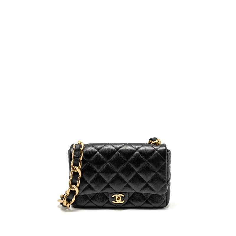 Chanel bags with intricate metal hardwareChanel Giant Chain Quilted large flap bag lambskin black GHW (microchip)