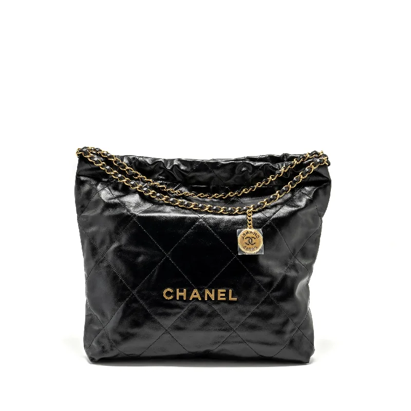 Chanel bags with exclusive seasonal designs and materialsChanel Medium 22 Bag Shiny Calfskin Black GHW (microchip)