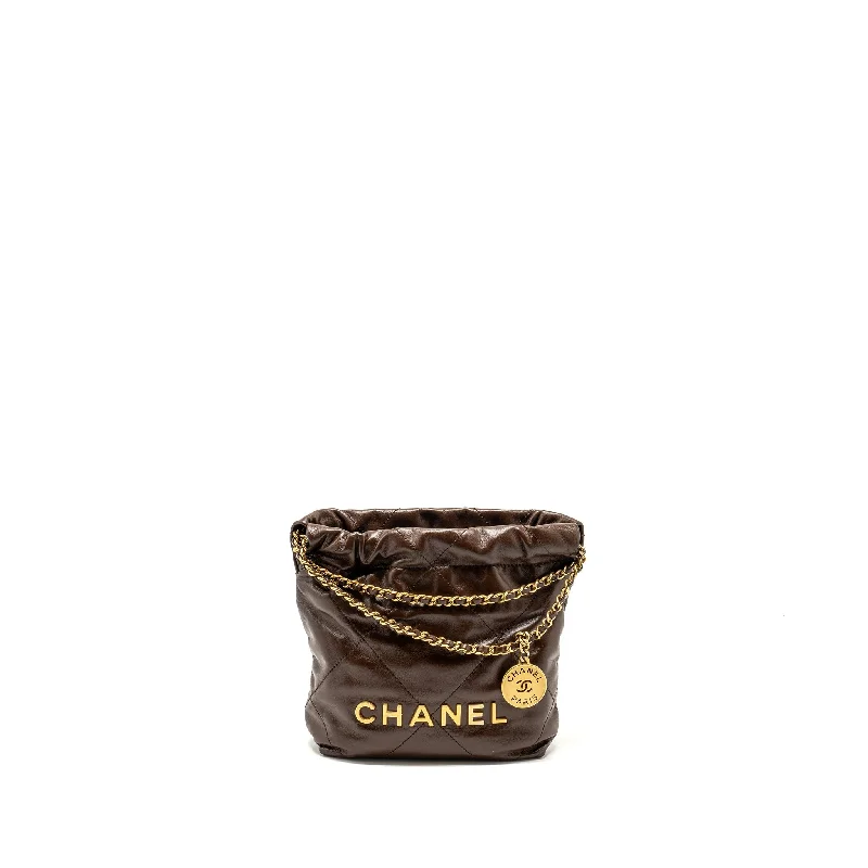 Chanel bags for women with a taste for high fashionChanel Mini 22 Bag Shiny Calfskin Chocolate GHW (microchip)