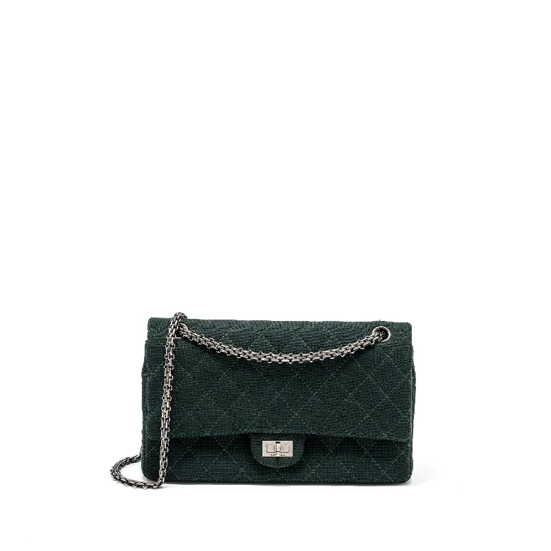 Chanel All - Match Handbag for Versatile StylingChanel reissue 2.55 226 double flap bag fabric dark green ruthenium hardware