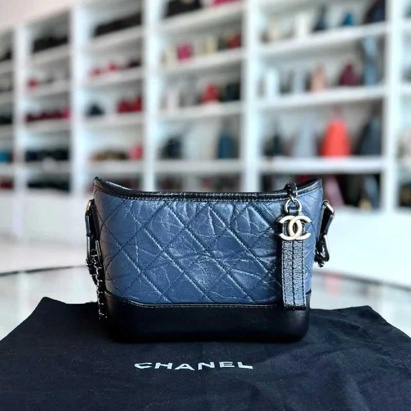 Chanel Vintage Inspired Handbag for Retro LoversSmall Gabrielle Hobo Quilted Calfskin Dark Blue Black Two-Tone Hardware No 26