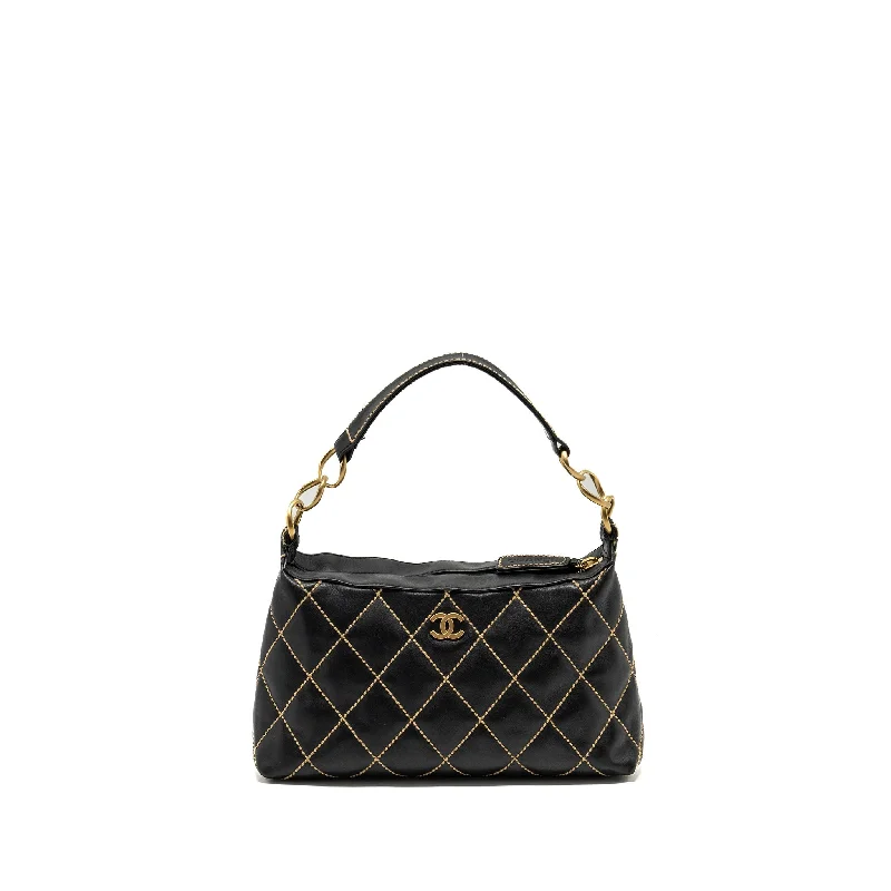 Chanel bags for a polished and professional appearanceChanel vintage quilted zip shoulder bag calfskin black GHW