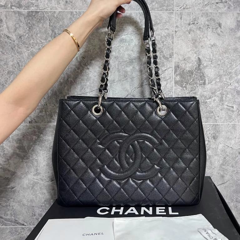 Chanel bags for women who appreciate fine craftsmanshipBlack Grand Shopping Tote GST with Silver Hardware Caviar