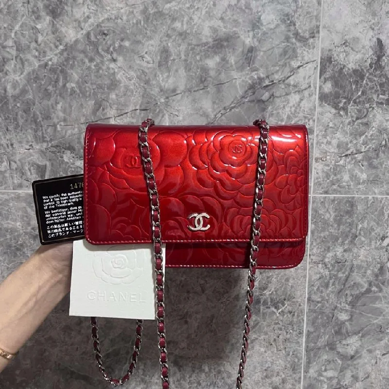 Chanel bags for women with minimalist styleCamellia Wallet On Chain WOC Red No 14