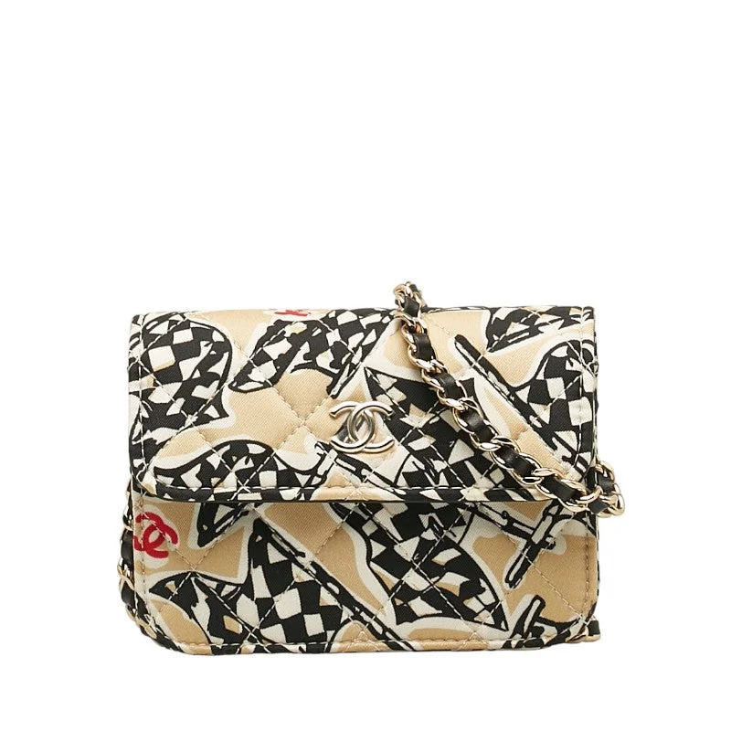 Chanel bags as wedding day accessoriesChanel Checker Flag Year-End  Mini Chain houlder Bag Beige Multicolor Canvas  CHANEL