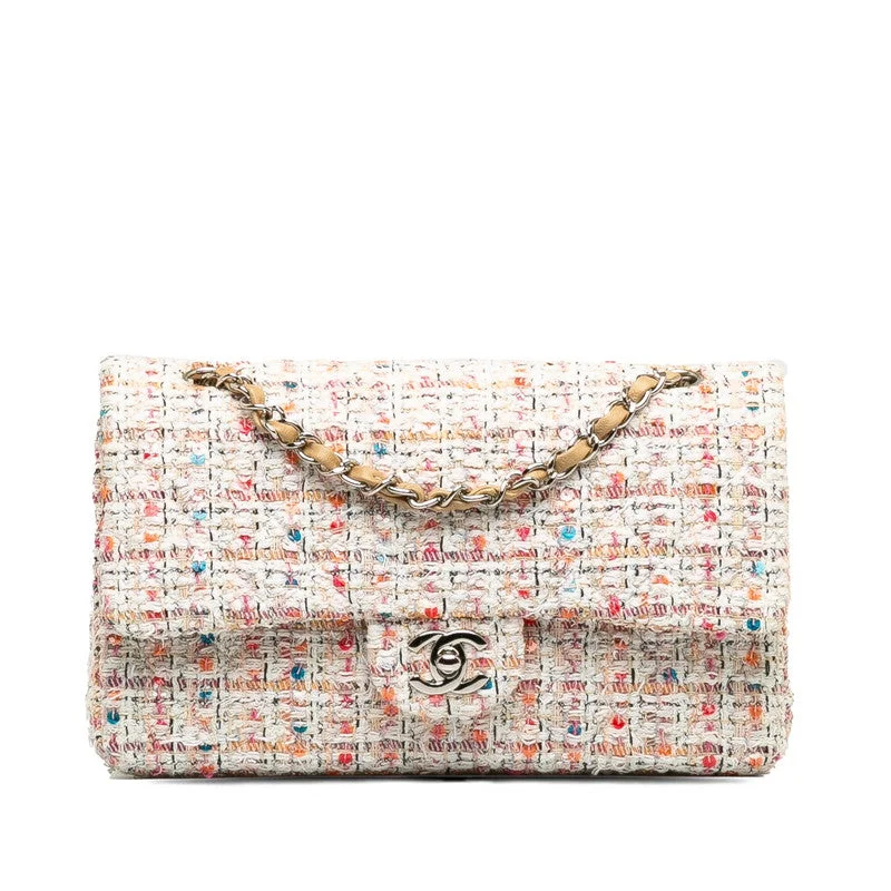 Chanel bags with gold, silver, and pearl accentsChanel Coco  Chain Shoulder Bag White Multicolor Tweed  Chanel