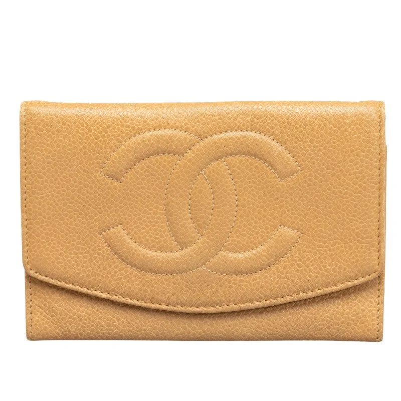 Chanel Small Crossbody Bag for TravelChanel Cocomark Double Folded Wallet Beige Caviar   CHANEL